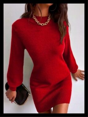💕Solid Crew Neck Sweater Dress NEW💕